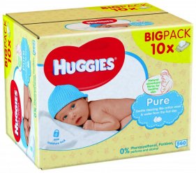 Huggies vlhčené ubrousky Pure 10 x 56 ks