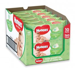 Huggies vlhčené ubrousky Natural Care 10 x 56 ks