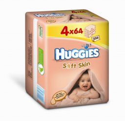 Huggies vlhčené ubrousky Soft Skin 4x64ks - Quatro Pack