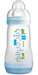 MAM Anti-colic láhev 260 ml modrá s dudlíkem V1 0+m