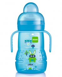 MAM hrnek Trainer 220ml s nevylévacím pítkem - modrý