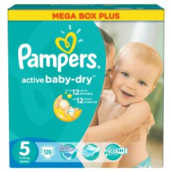 Pampers Active Baby 5 Junior (11-18kg) 126 ks Mega Box Plus